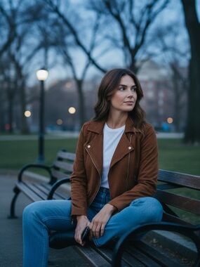 BB Dakota Rust Brown Suede Moto Jacket